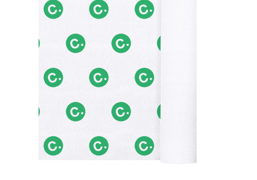 Nappe en papier gaufré blanc 1,20 x 100 m - Impression 1 couleur