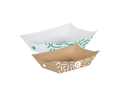Barquettes en carton kraft ou blanc personnalisable Custo