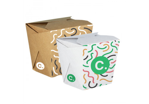 Pots à pâtes en carton blanc ou kraft personnalisés Custo