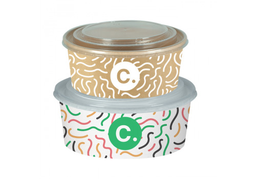 Boîtes à salades en carton avec couvercle personnalisées Custo packaging