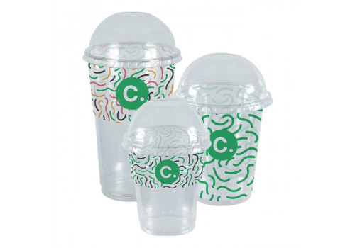 Gobelets milkshake transparent en plastique personnalisé avec logo Custo