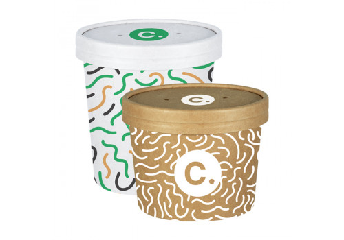 Pots à soupe en carton blanc ou kraft personnalisés Custo packaging