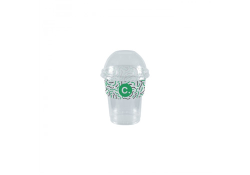 Gobelet à milkshake personnalisé en PET avec couvercle dôme 25 cL - Impression jusqu'à 4 couleurs