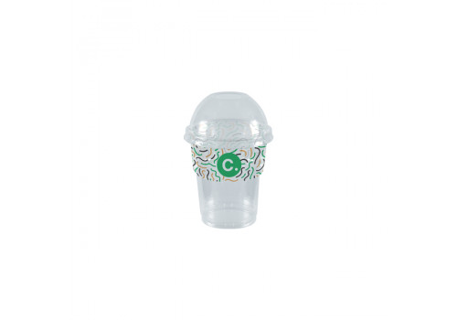 Gobelet à milkshake personnalisé en PET avec couvercle dôme 25 cL - Impression jusqu'à 4 couleurs