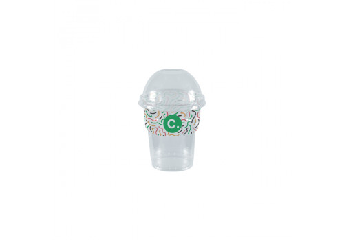 Gobelet à milkshake personnalisé en PET avec couvercle dôme 25 cL - Impression jusqu'à 4 couleurs