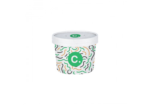 Pot à soupe personnalisé en carton avec couvercle 12 Oz - Impression jusqu'à 4 couleurs