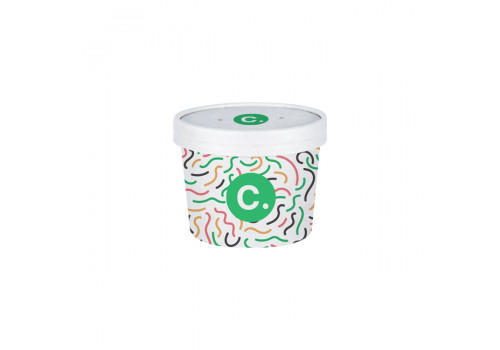 Pot à soupe personnalisé en carton avec couvercle 12 Oz - Impression jusqu'à 4 couleurs