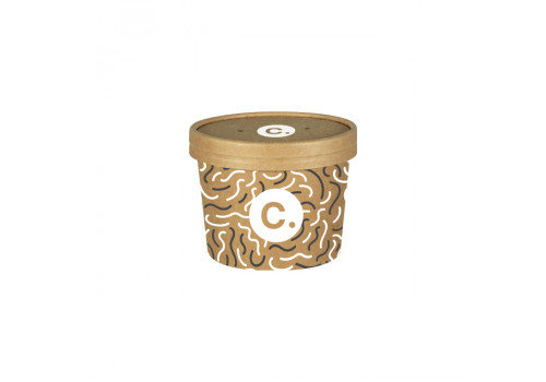 Pot à soupe personnalisé en carton avec couvercle 12 Oz - Impression jusqu'à 4 couleurs