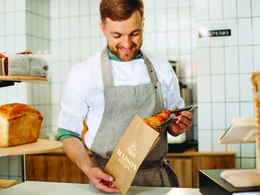 Sac à croissant en papier kraft personnalisé pour boulangerie et pâtisserie